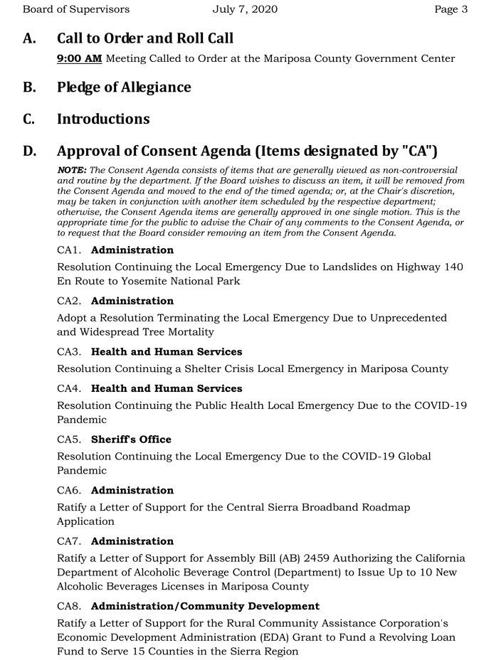 2020 07 07 Board of Supervisors agenda 3