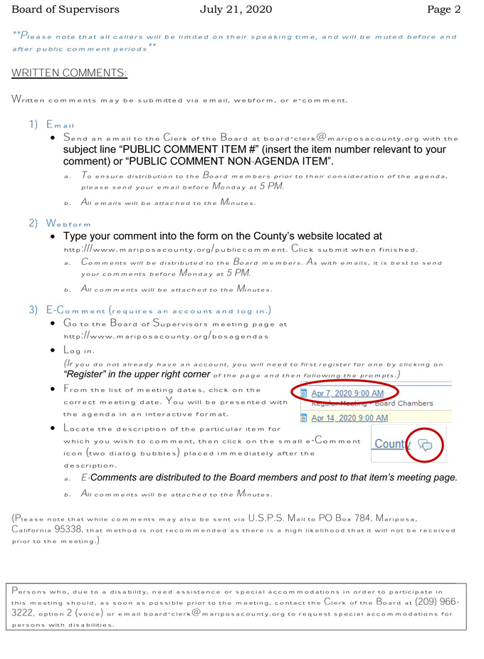 2020 07 21 Board of Supervisors agenda 2