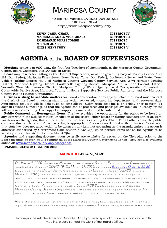 2020 06 02 Board of Supervisors agenda 1