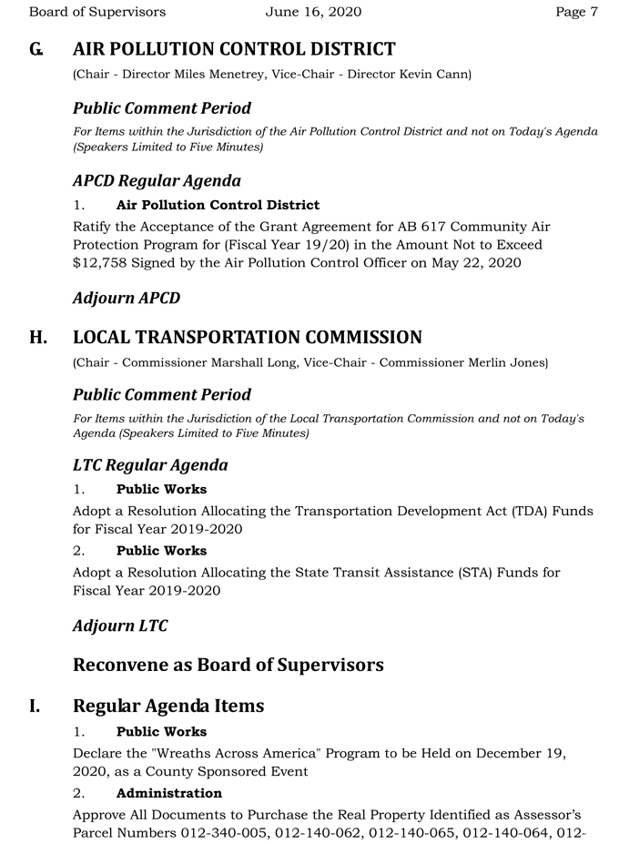 2020 06 16 Board of Supervisors agenda 7