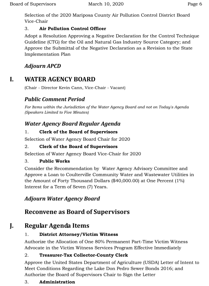 2020 03 10 Board of Supervisors agenda 6