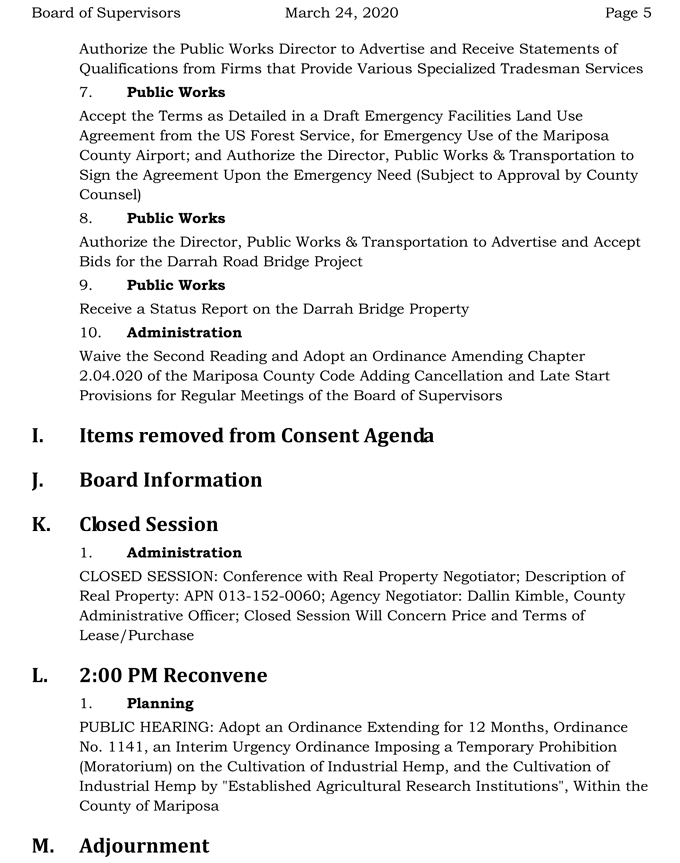 2020 03 24 Board of Supervisors agenda 5
