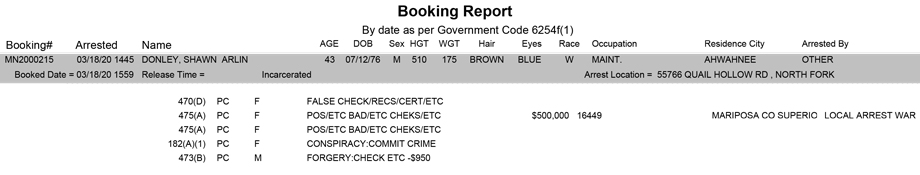 mariposa county booking report for march 18 2020