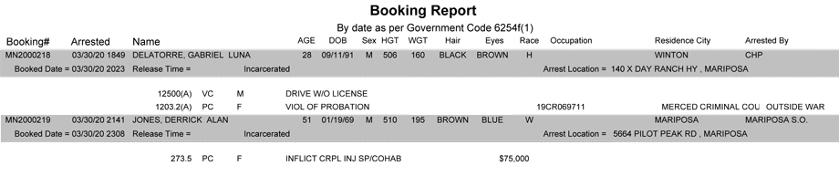 mariposa county booking report for march 30 2020