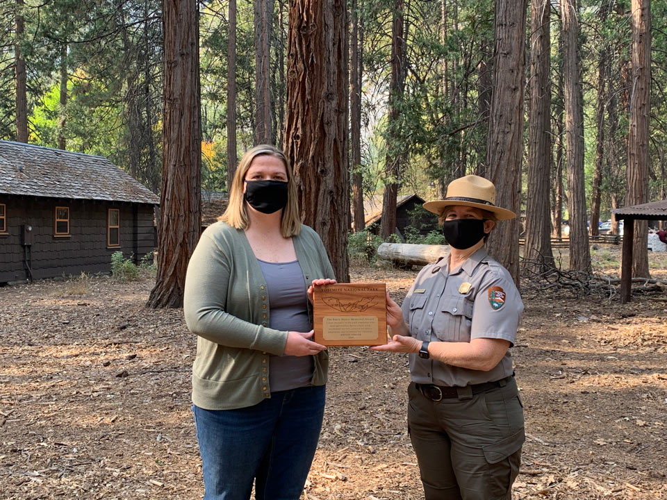 NPS Photo Cicely Muldoon Presents Ansley Singer with the 2019 Barry Hance Memorial Award in Yosemite Valley large file