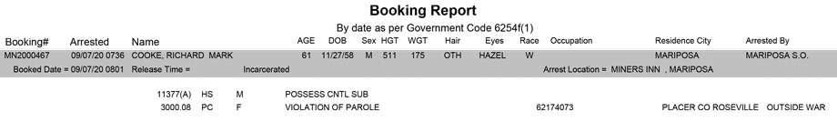 mariposa county booking report for september 7 2020