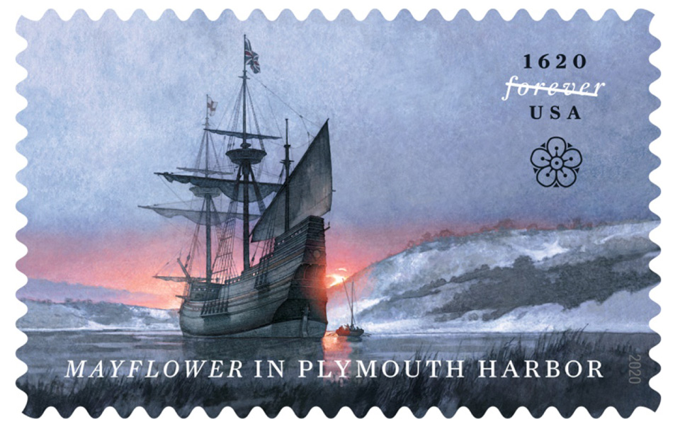 usps celebrates the arrival of the mayflower in plymouth harbor with forever stamp 1