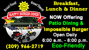 'Click' here to visit Happy Burger Diner in Mariposa... Now Offering Patio Dining - 