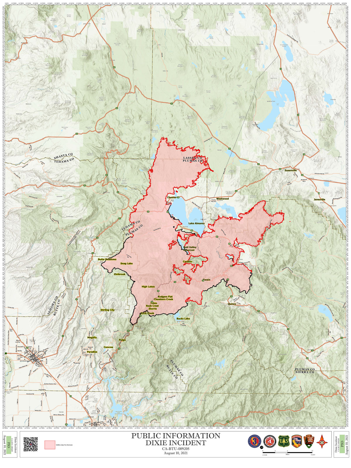 map of dixie fire in california