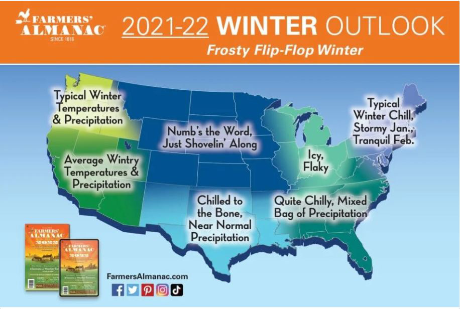 Farmers’ Almanac Releases 20212022 National Winter Outlook Average