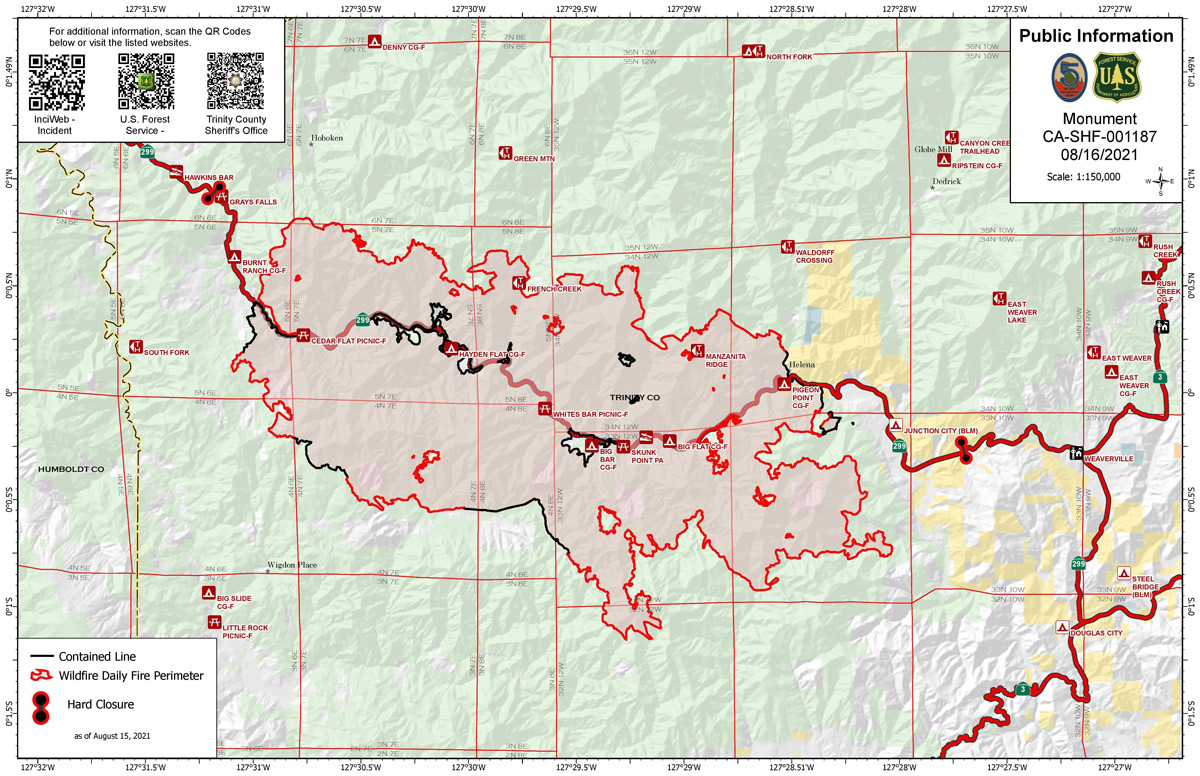 California Monument Fire Monday, August 16, 2021 Updates