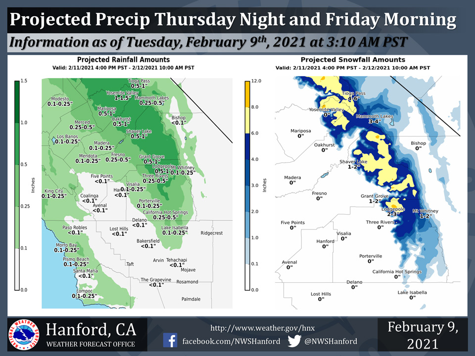 Weather Service Projected Rainfall Totals for Thursday NightFriday