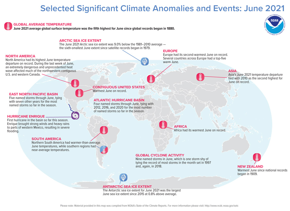 June Global Significant Climate Events Map
