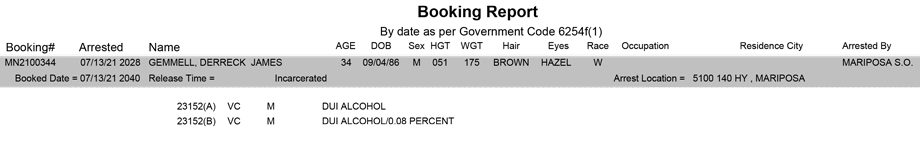 mariposa county booking report for july 13 2021