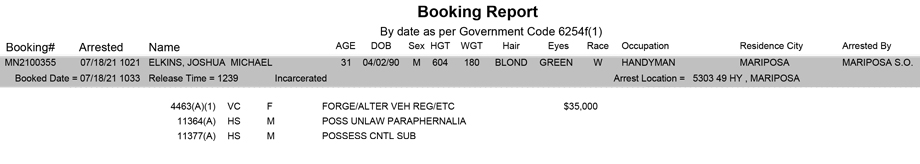 mariposa county booking report for july 18 2021