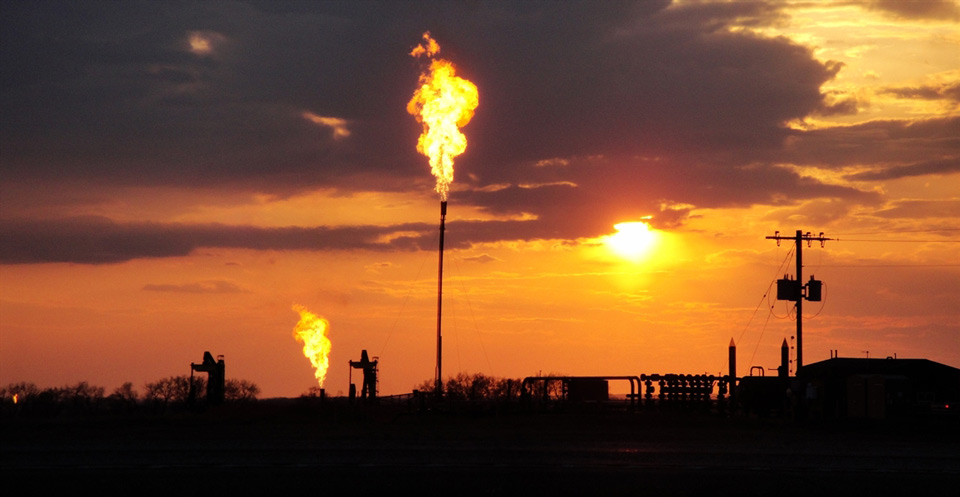 Methane is flared from a Bakken Field well site in North Dakota in this 2014 photo Credit Jeff Peischl NOAA CIRES