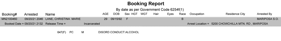 mariposa county booking report for september 20 2021