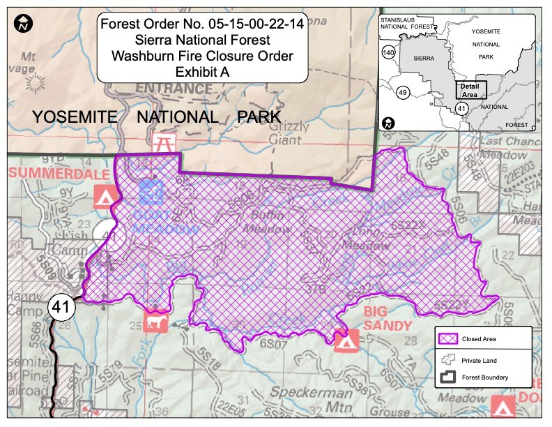 Sierra National Forest Announces Restrictions And Road Closures As Washburn Fire Is Now Active