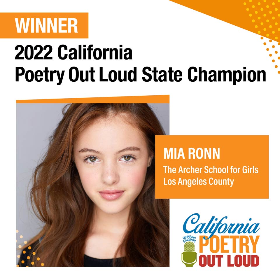 poetry out loud winner 2022 mia ronn california