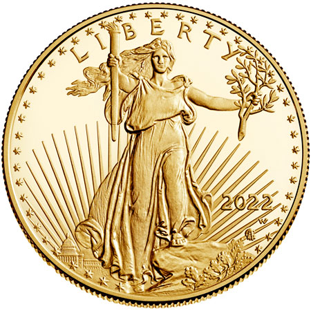 us mint american eagle gold one ounce proof coin obverse 2022