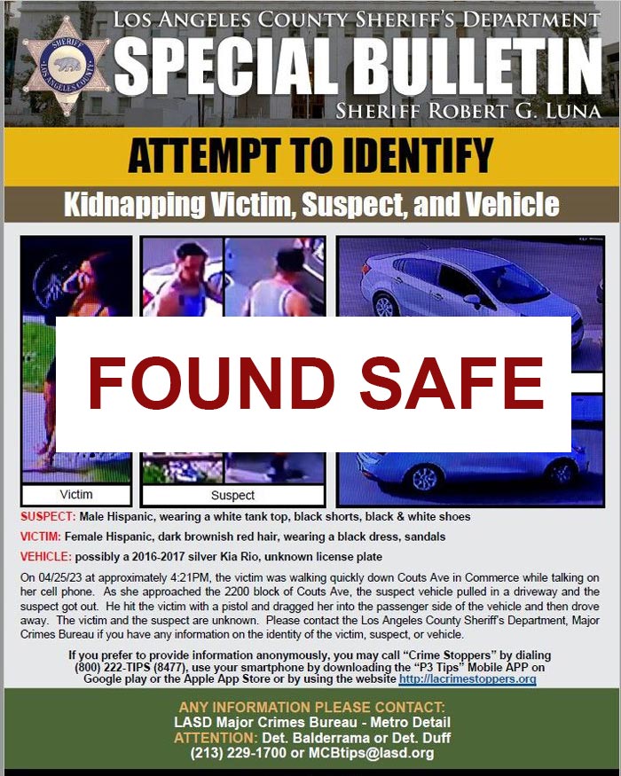 LASD kidnapping found safe