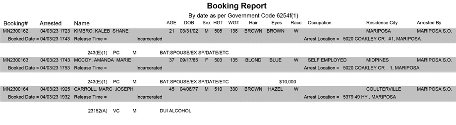 mariposa county booking report for april 3 2023