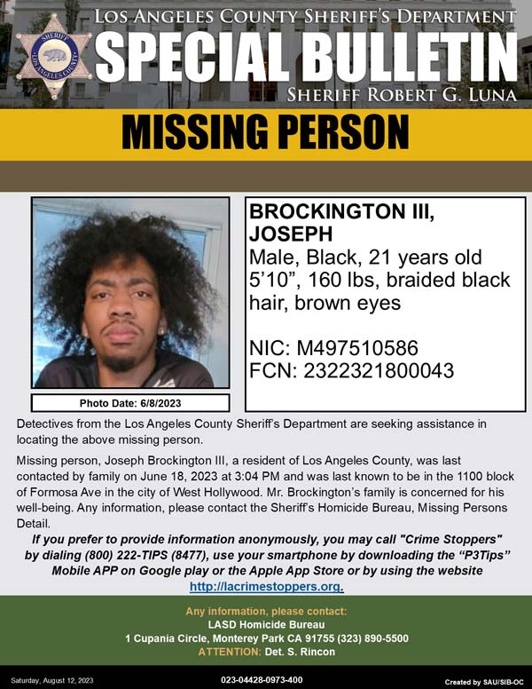 LASD missing Brockington