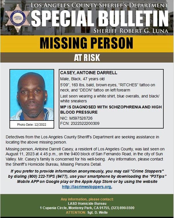 LASD missing Casey