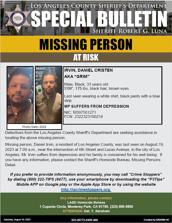 LASD missing Irvin