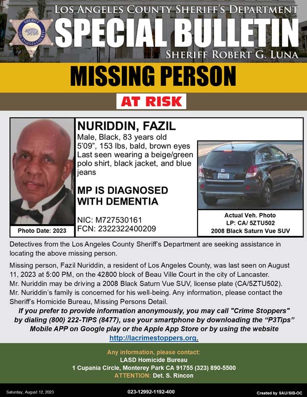 LASD missing Nuriddin