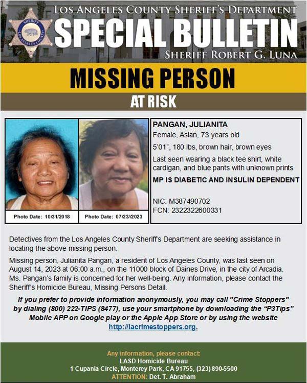 LASD missing Pangan