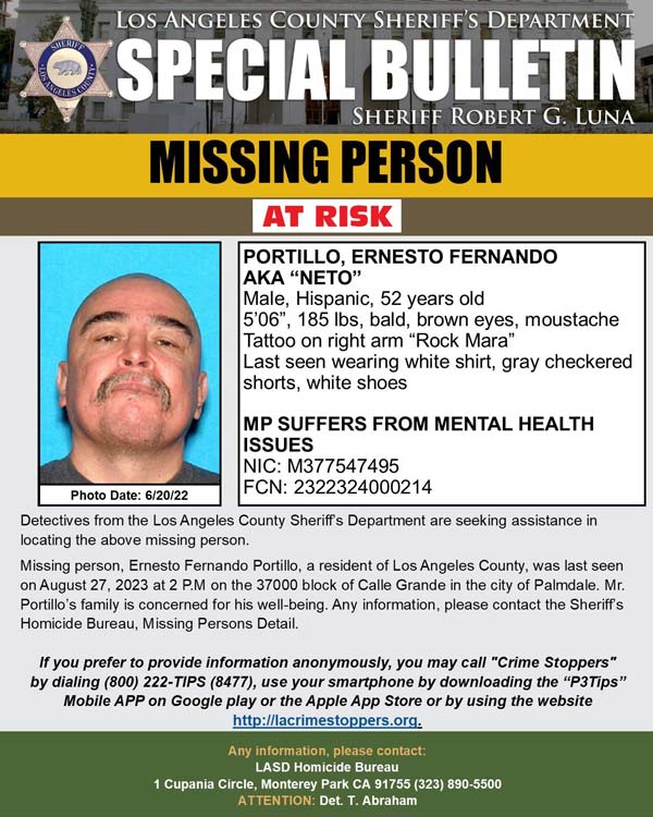 LASD missing Portillo