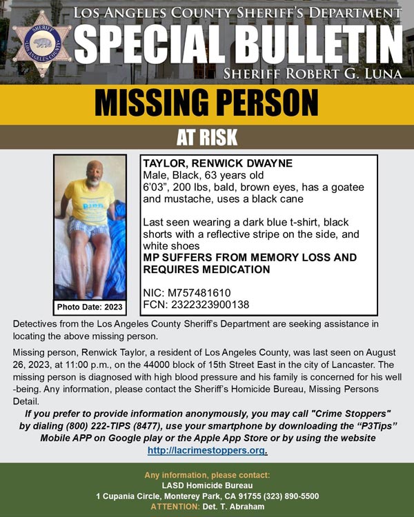 LASD missing Taylor