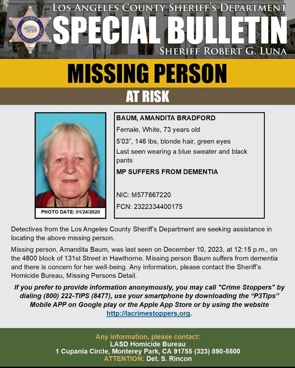 LASD missing Baum