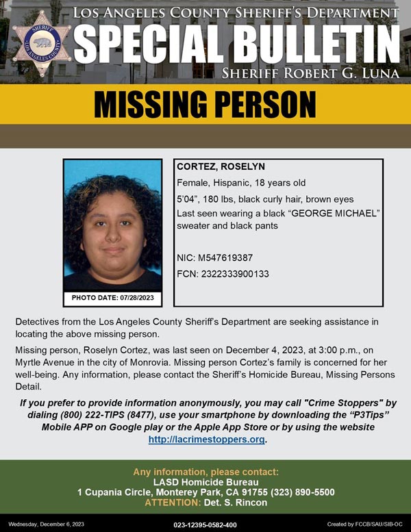 LASD missing Cortez