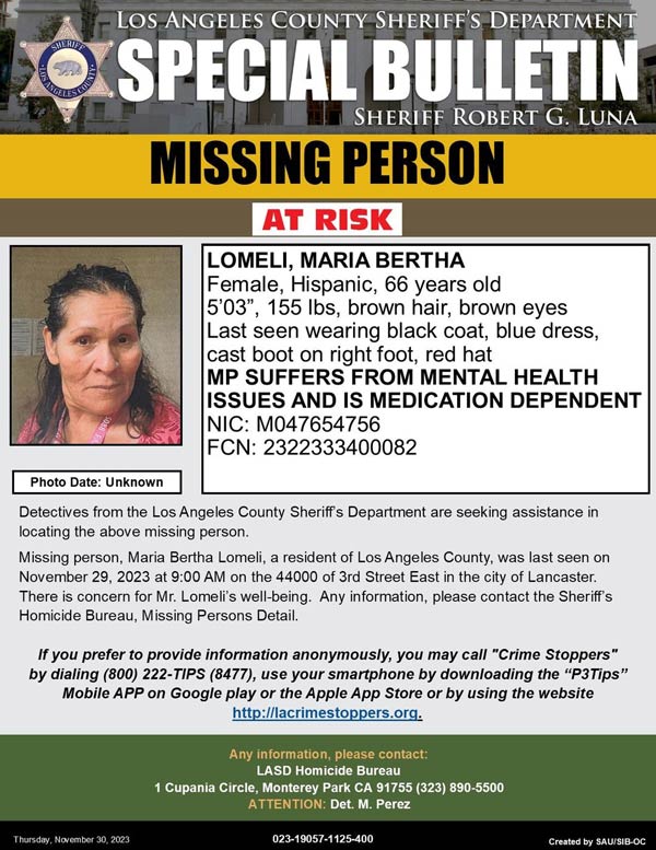 LASD missing Lomeli