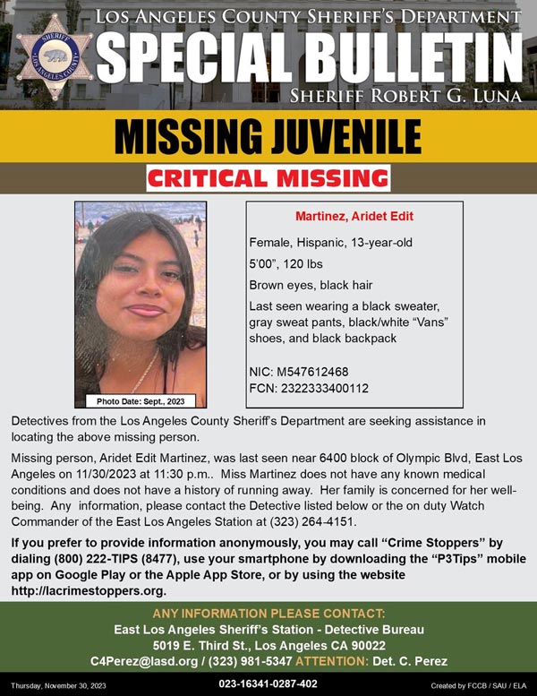 LASD missing Martinez