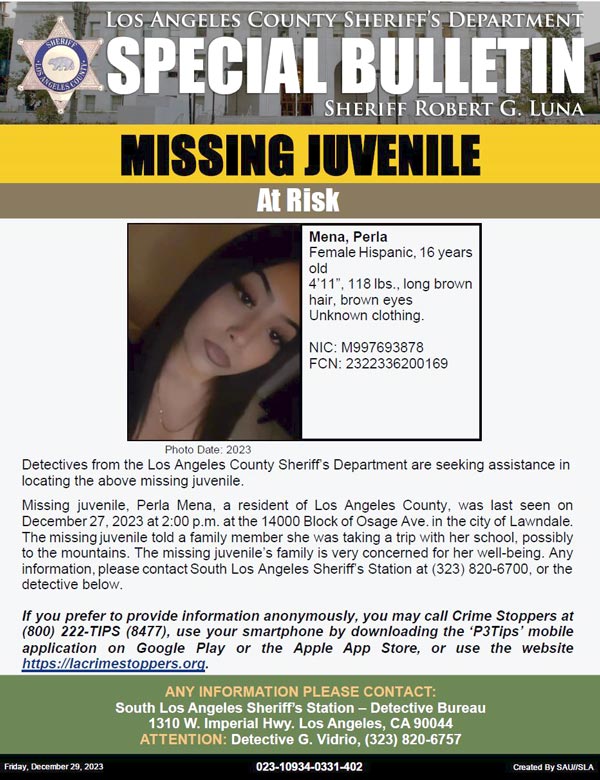 LASD missing Mena