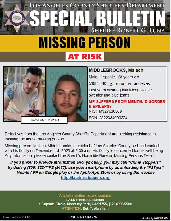 LASD missing Middlebrooks