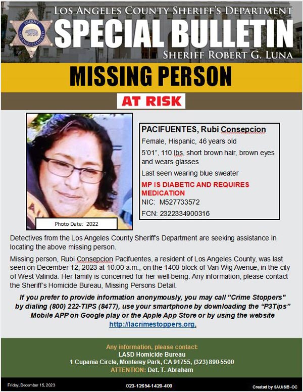 LASD missing Pacifuentes