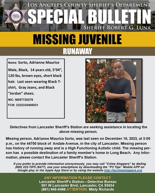 LASD missing Sorto