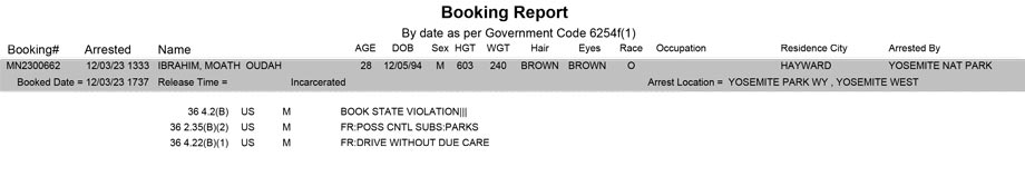 mariposa county booking report for december 3 2023
