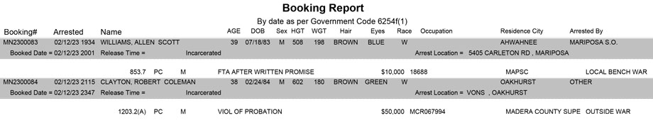 mariposa county booking report for february 12 2023