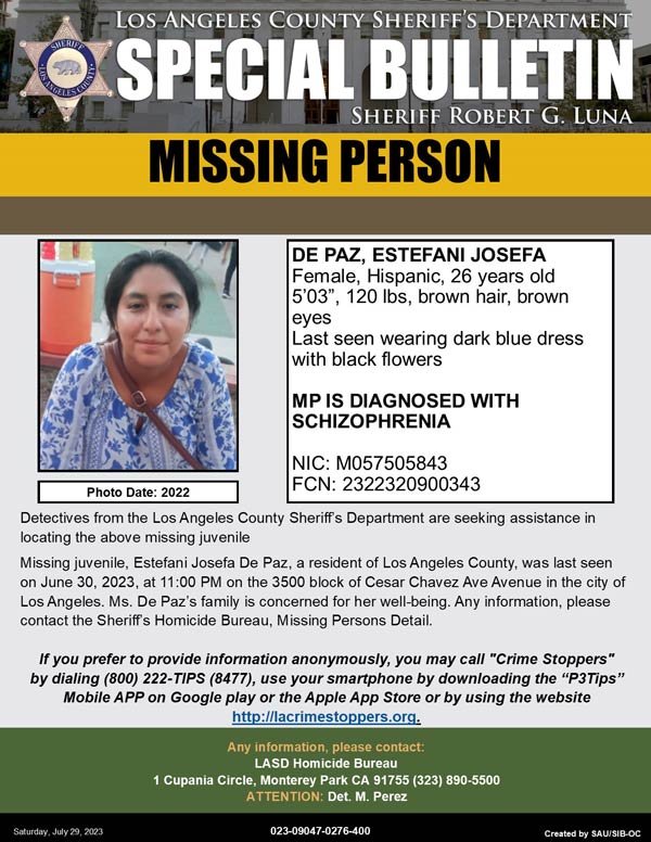 LASD missing DePaz