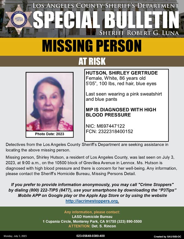 LASD missing Hutson