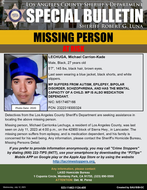 LASD missing Lechuga