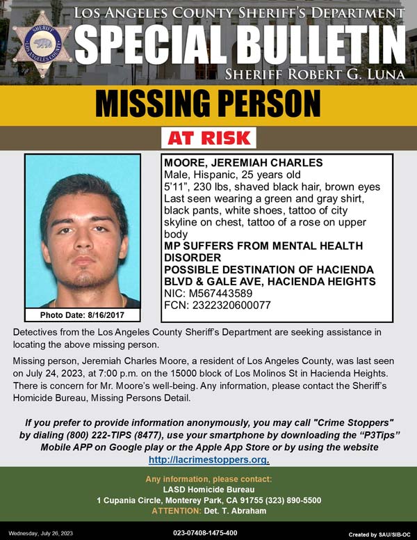 LASD missing Moore