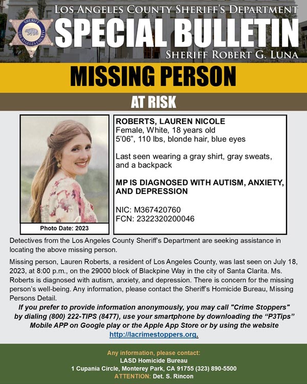 LASD missing Roberts