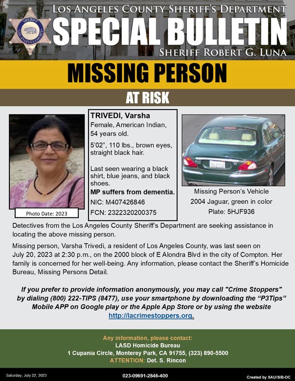 LASD missing Trivedi