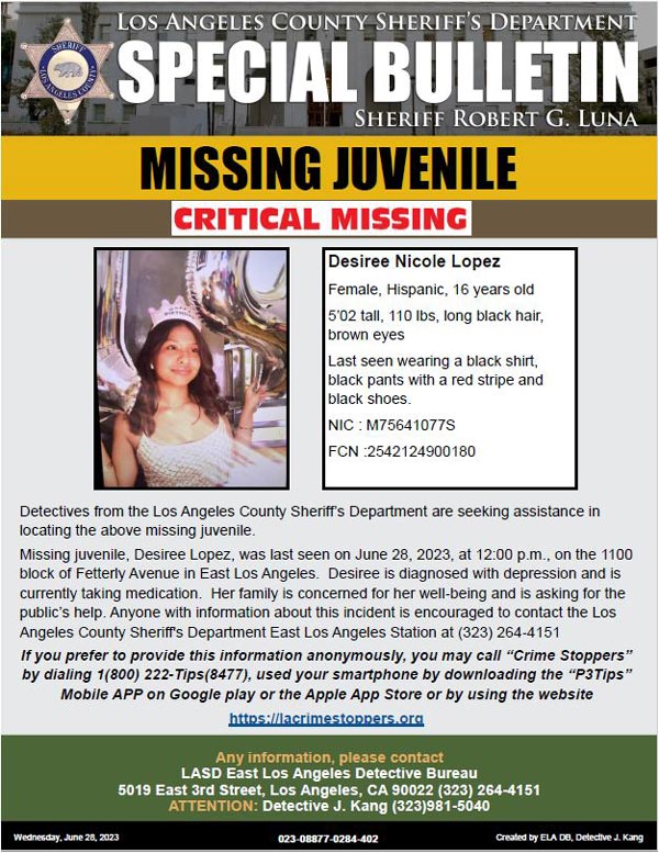 LASD missing Lopez